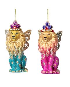 Gisela Graham Ombre Lion w Metal Wings Decoration x2